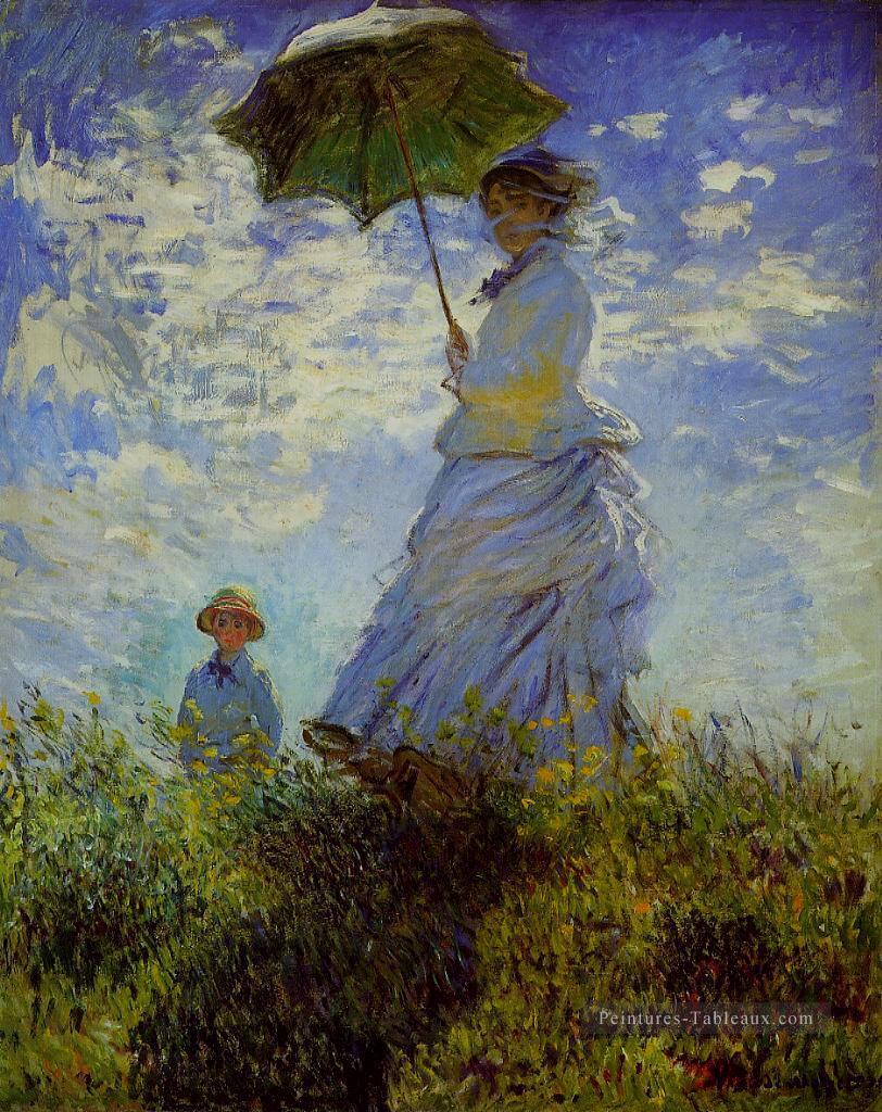 La Promenade Femme avec un Parasol Claude Monet Peintures à l'huile